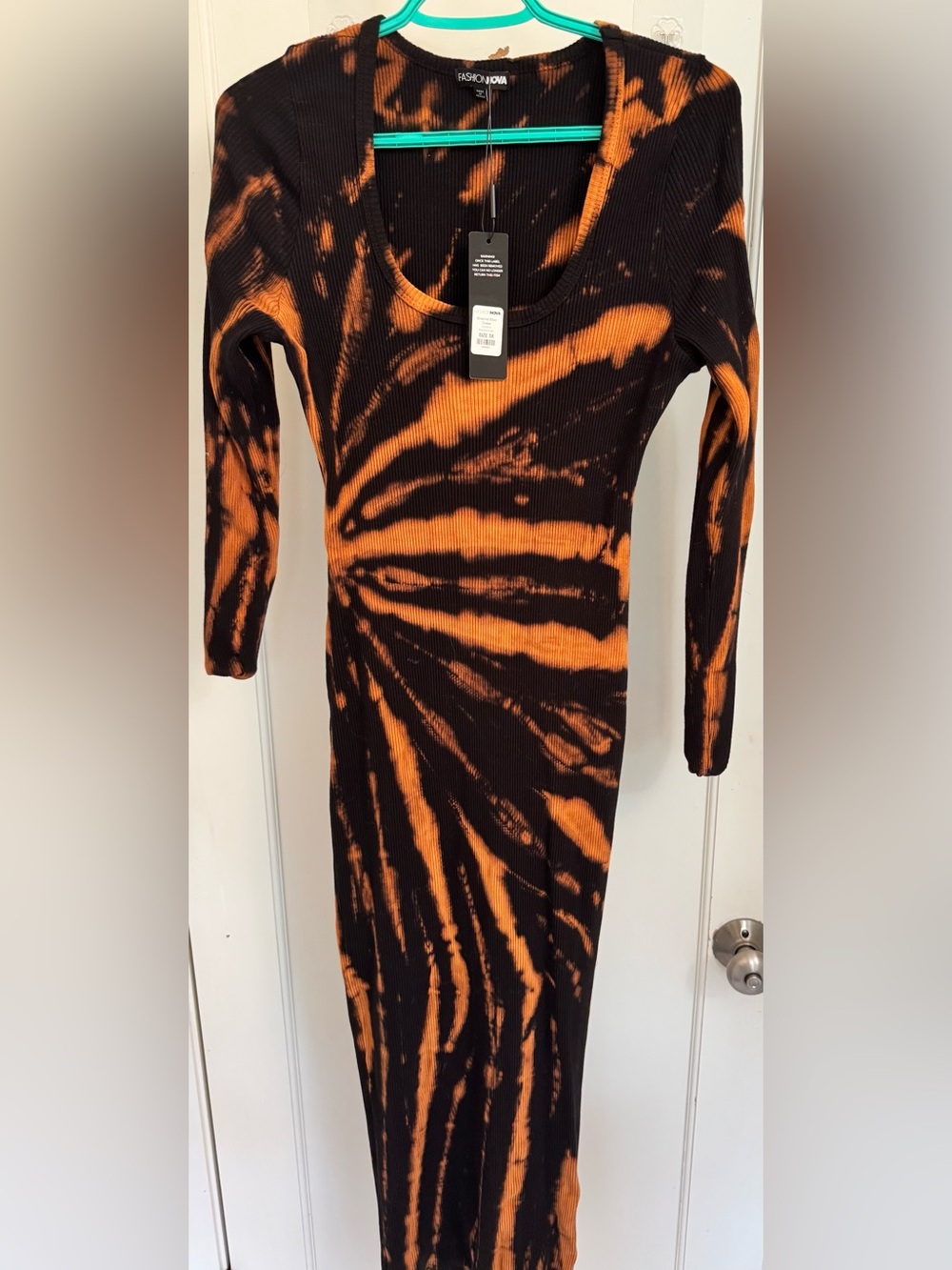 NWT Fashion Nova Brianna Tie Dye Maxi Dress Black Combo Size 3X